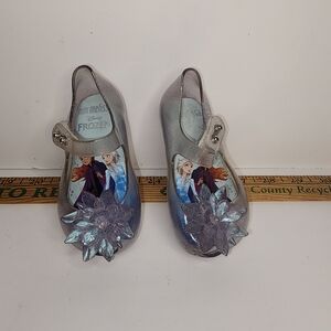 Mini Melissa Girls' Frozen Glitter Mary Jane Shoes - Silver